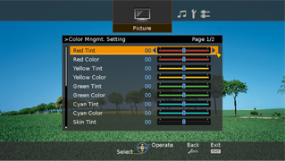 Example of image-quality adjustment screen for Colour Management Settings.
